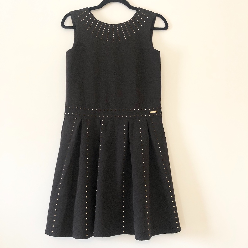 Marciano Gold Studded dress with pleated skirt